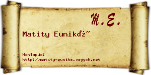 Matity Euniké névjegykártya